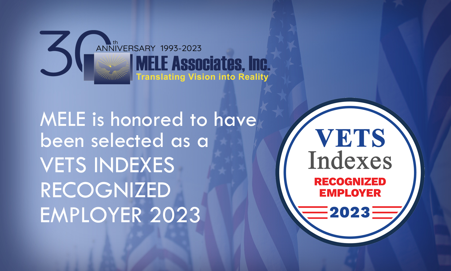 VETS Indexes Recognized Employer 2023 MELE Associates, Inc.